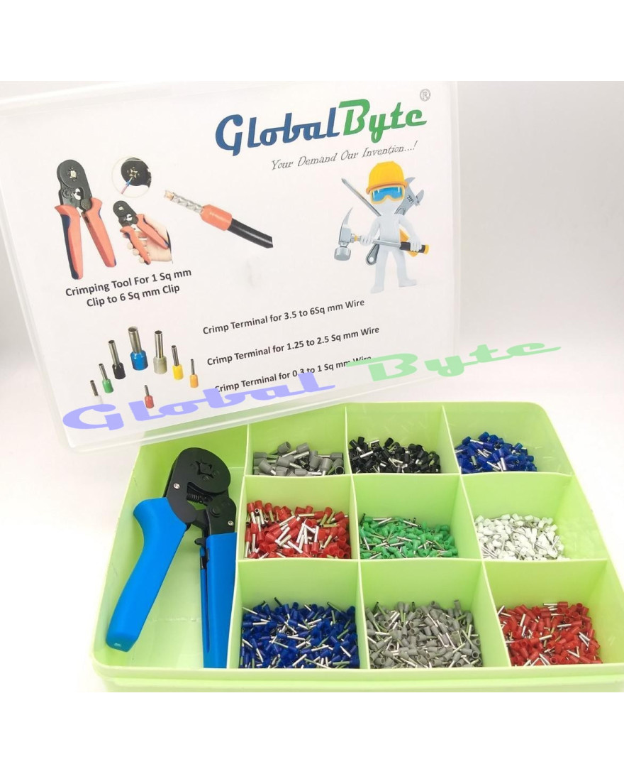 Global Byte Universal Crimping Tool Combo Incl 9 Type of Terminal 100pcs each with Crimping Tool | OP-TL-COMBO